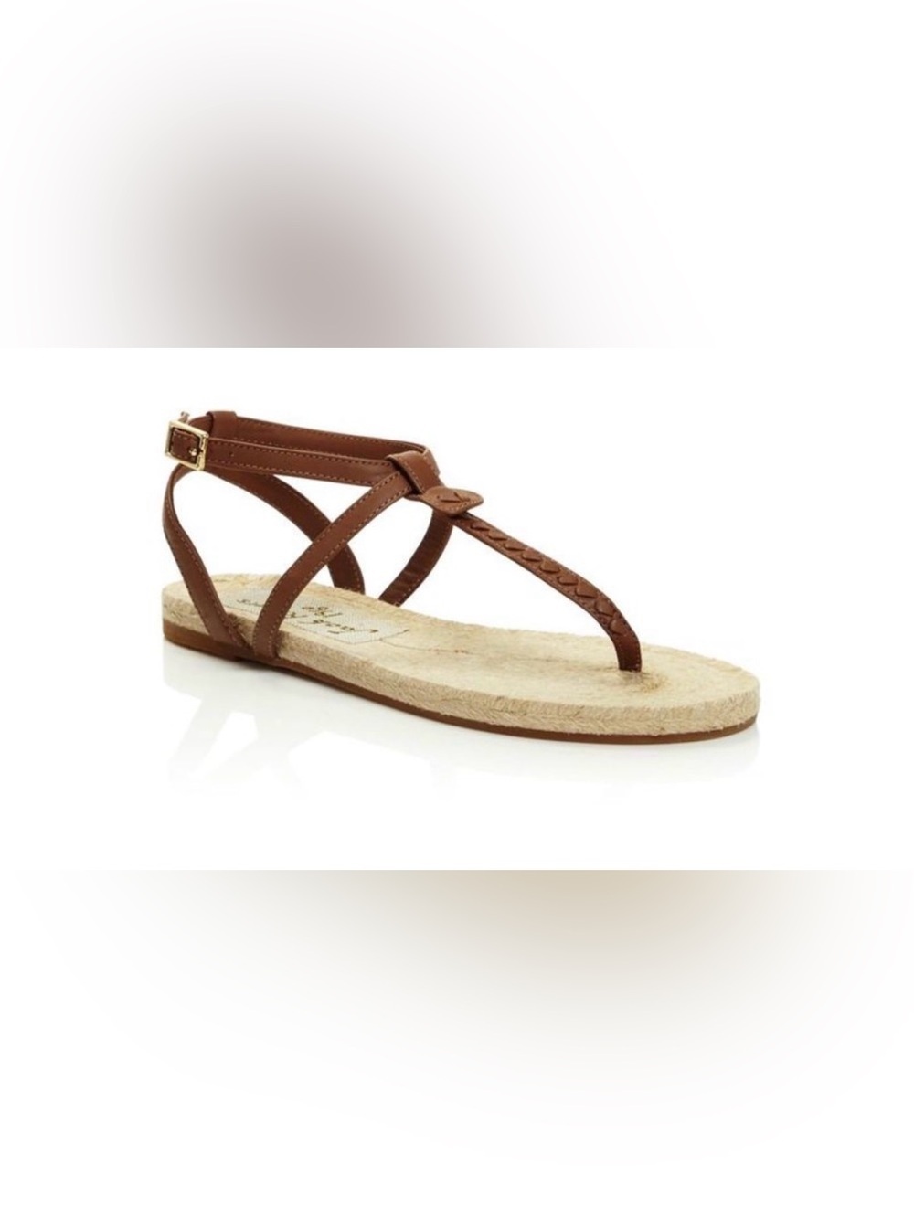JACK ROGERS Womens Brown Espadrille 1/2" Platform Evie Leather Thong Sandals 6